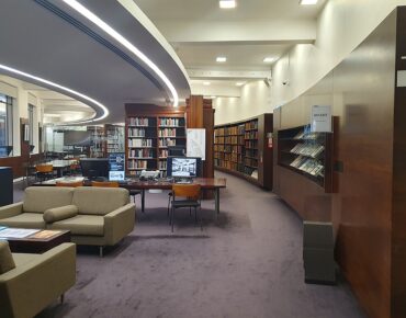 Seating and bookshelves in Auckland Museum Research Library